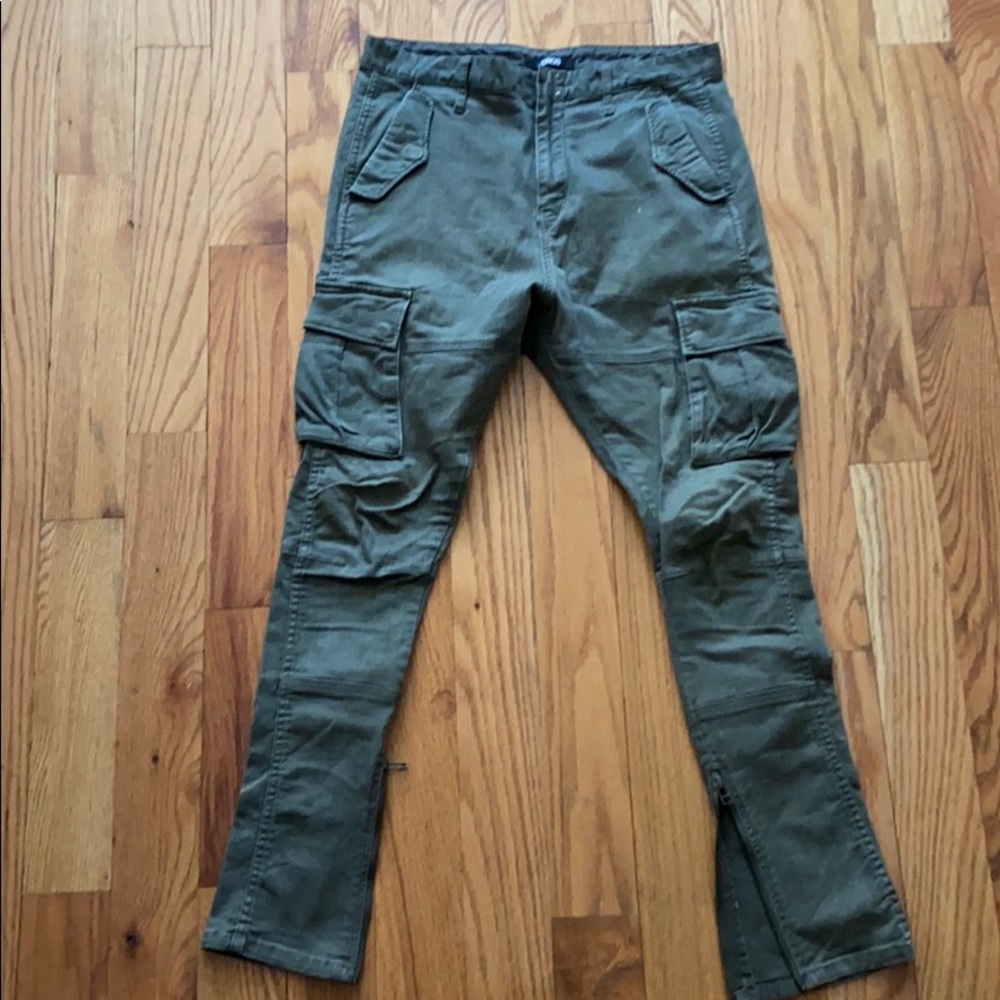 ASOS GREEN DENIM CARGO PANTS | size 30